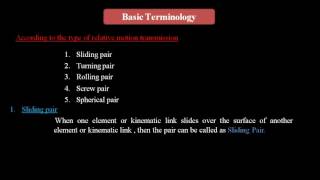 Basic Terminology for Kinematics of Machinery [upl. by Tommie]