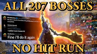 Elden Ring All 207 Bosses DLC No Hit Run Worlds First [upl. by Lyrehs649]