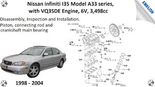 Piston connecting rod and crankshaft main bearing Nissan Infiniti I30 Disassembly assembly [upl. by Seften]