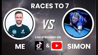 Me 🔵 v 🔴 Simon Races to 7 for £20 a set [upl. by Ecinev]