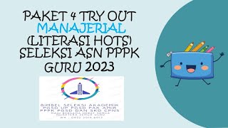 PAKET 4 TRY OUT MANAJERIAL ASN PPPK GURU 2023 MIRIP SJT [upl. by Abdel]