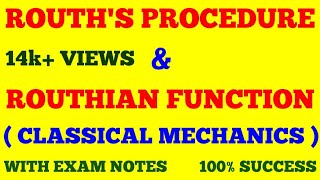 ROUTHS PROCEDURE  ROUTHIAN FUNCTION  CLASSICAL MECHANICS  WITH EXAM NOTES [upl. by Jamieson]