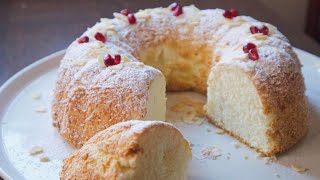 Angel Food Cake Recipe  baking asmr  Leftover Egg Whites Recipe  3 MAIN Ingredients jans baking [upl. by Philender627]