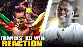 Israel Adesanya Reacts To Francis Ngannous Emotional KO Win amp Talks Best Heavyweight Debate [upl. by Steck]