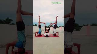 Three person yoga  Group Yoga  Family Yoga  yoga shorts viral [upl. by Akeihsal470]