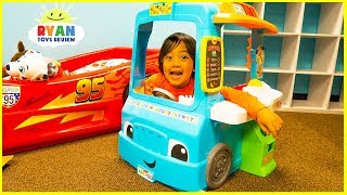 Ryan Pretend Play with Food Cooking Truck and Kitchen Playset [upl. by Airamalegna]