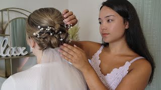 ASMR Perfectionist Bridal Wedding Hairstyle With Accessories amp Veil Application  Finishing Touches [upl. by Kenzi397]