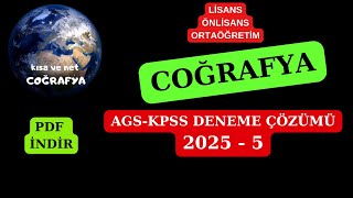 Coğrafya AGS KPSS Deneme Çözümü 2025 5 [upl. by Ginni298]