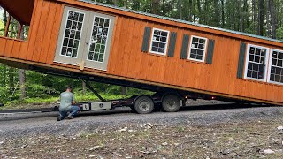 Amish Built 14x42 Shed Cabin Delivery [upl. by Sharline]