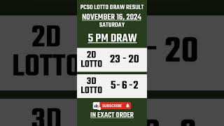 Lotto Result Today 5PM Draw November 16 2024 PCSO EZ2 Swertres Draw  LRT PH shorts [upl. by Ultan]