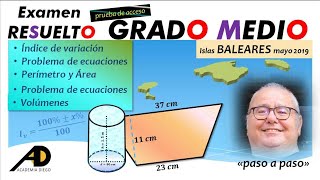 Prueba de ACCESO a GRADO MEDIO quotRESUELTOquot BALEARES 2019ACADEMIADIEGO [upl. by Katlaps]