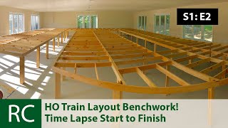 S1 E2 Giant HO Scale Train Layout Construction Begins Benchwork [upl. by Samot]