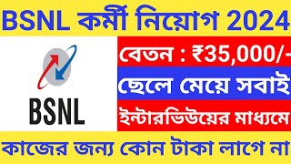 BSNL New Vacancy 2024 l BSNL l BSNL Recruitment 2024 l Job vacancy 2024 l [upl. by Ahsen]