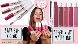 PINTALABIOS MAYBELLINE  MAYBELLINE SUPER STAY MATTE INK vs MAYBELLINE STAY 24 HORAS COLOR [upl. by Ayr882]