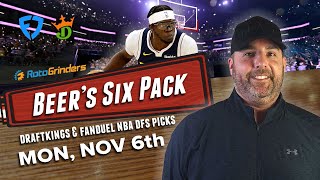 DRAFTKINGS amp FANDUEL NBA DFS PICKS for MONDAY  BEERS 6 PACK [upl. by Weiser]