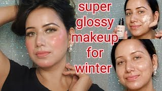 Super glossy makeup tutorialstep by step ✅ dry skin makeup beautymaniawithritu glossymakeup [upl. by Yarised424]