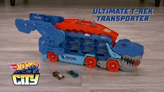 Hot Wheels Ultimate Hauler TRex Transporter Playset [upl. by Xever]