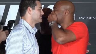 ANDERSON SILVA VS CHRIS WEIDMAN 2 FULL UFC LAS VEGAS PRESS CONFERENCE amp FACE OFF VIDEO [upl. by Darach]