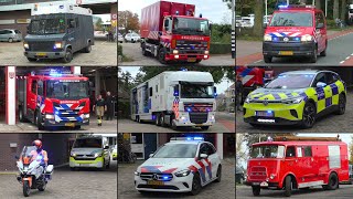 112DAG WADDINXVEEN  Belgische Hulpdiensten vertrekken met zwaailicht en sirenes vanaf kazerne [upl. by Eimar731]