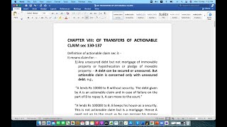 Definition of Actionable Claim sec 3 Of transfers of Actionable Claim sec 130137 [upl. by Nimzzaj]