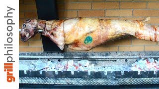 Whole lamb roast rotisserie EN subs  Grill philosophy [upl. by Morgen]