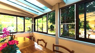 Une véranda aluminium avec intérieur bois en 360°  Vie amp Véranda [upl. by Spence]