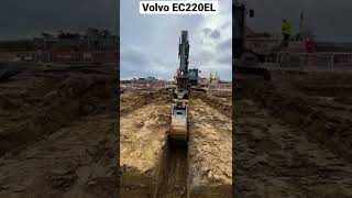 Leica Geosystems MC1 machine control in action on a Volvo EC 220EL excavator with Engcon tiltrotator [upl. by Aynahs]