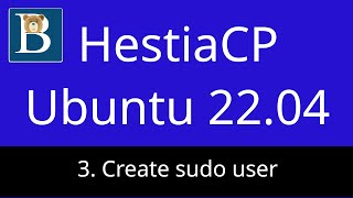 3 HestiaCP Tutorial Ubuntu 2204  Create user and add user to sudoers group [upl. by Kabab205]