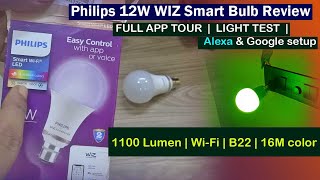 Philips 12Watt WIZ Smart Wifi LED Bulb ◘ 1100 Lumen ◘ Setup amp Test ○○ Alexa amp Google Configuration [upl. by Ahseen519]