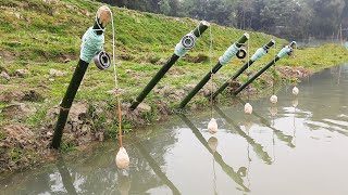 Unique Hook Fishing Technique  Hunting Big Fish By Hook in River  River Fishing [upl. by Enerual378]