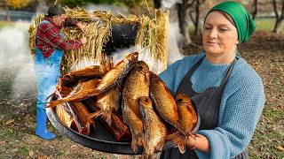 Smoking Fish the Ancient Way Using a Handmade Reed Smoker [upl. by Pich]