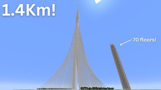 Minecraft Dubai Creek Tower 1400 blocks high [upl. by Sneve865]