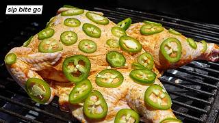 Jalapeño smoked spatchcock chicken Traeger recipe [upl. by Lenox]