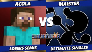 Sumabato 51 LOSERS SEMIS  Acola Steve Vs Maister Game amp Watch Smash Ultimate  SSBU [upl. by Rew]