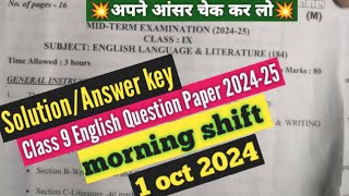 class 9th english mid term paper solutionanswer key 202425  English paper solution 2024 class 9 [upl. by Anauqahs466]