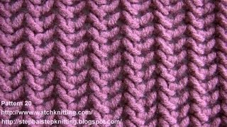 Herringbone Stitch  Free Knitting Patterns  Stitch 20 [upl. by Inamik]