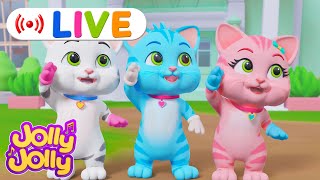 LIVE🔴Three little kittens Skip to my lou  More  Jolly Jolly amp Animals  Best Kids Songs [upl. by Combe863]