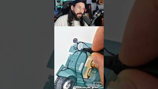 ✏️Technique de Dessin Incroyable 🛵Croquis Stylé Vespa Par Steven De Groot [upl. by Ielhsa]