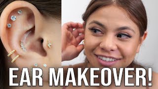 FROM 0 TO 12 PIERCINGS IN ONE DAY EAR MAKEOVER [upl. by Eyoj]