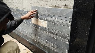 How to install slate tiles and makes a beautiful wall design [upl. by Froma]