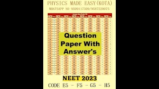 NEET 2023 CODE SET E5 SET F5 SET G5 SET H5 ORIGINAL PAPER amp ANSWER KEY ENDOSPERM FOR NEET  1 [upl. by Stenger]