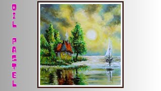 Ölpastellkreide Landschaft malen Tutorial Oil Pastel Painting Landscape drawing [upl. by Lohrman683]