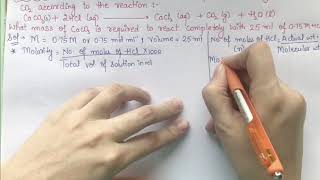 Calcium carbonate reacts with aqueous HCl to give CaCl2 and CO2 according to the reaction [upl. by Gagliano]