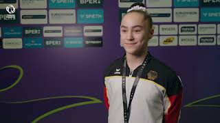 2024 Womens Artistic Europeans  Interview Madita MAYR GER after beam silver [upl. by Seow657]