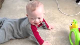 Baby With Down Syndrome Crawling  Inchworming for the first time [upl. by Anelrad372]