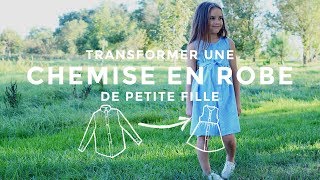 TRANSFORMER UNE CHEMISE EN ROBE DE PETITE FILLE [upl. by Ralina383]