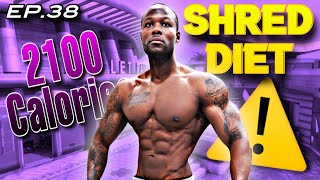 2100 CALORIE SHRED DIET  FULL DAY OF EATING  FAT LOSS BODYBUILDING COMP PREP  ROAD TO PRO EP38 [upl. by Etteroma]