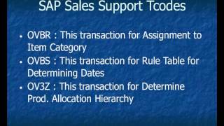 SAP Sales Support Tcodes [upl. by Leba175]