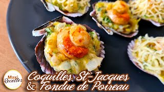 Coquilles SaintJacques et Fondue de Poireau Recette Facile et Rapide [upl. by Kristal211]