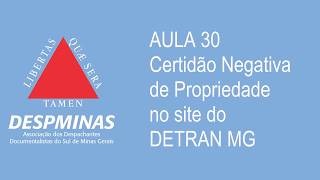 CERTIDÃƒO NEGATIVA DE PROPRIEDADE  AULA 30  CURSO PRÃTICO SITE DO DETRAN MG [upl. by Arly]